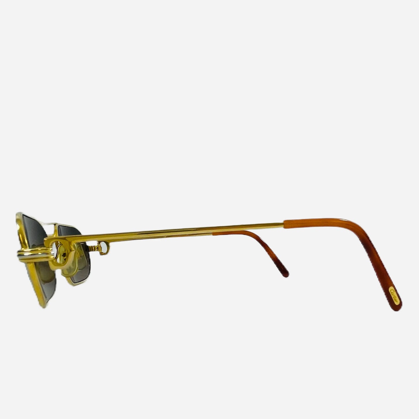 Vintage-Cartier-Ascot-Must-Louis-Sonnenbrille-Sunglasses-22CT-Gold-Plated-Custom-the-seekers-side