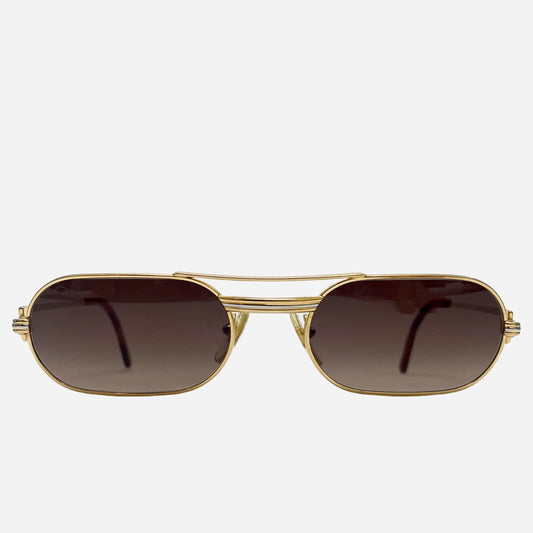 Vintage-Cartier-Ascot-Must-Louis-Sonnenbrille-Sunglasses-22CT-Gold-Plated-Custom-Front