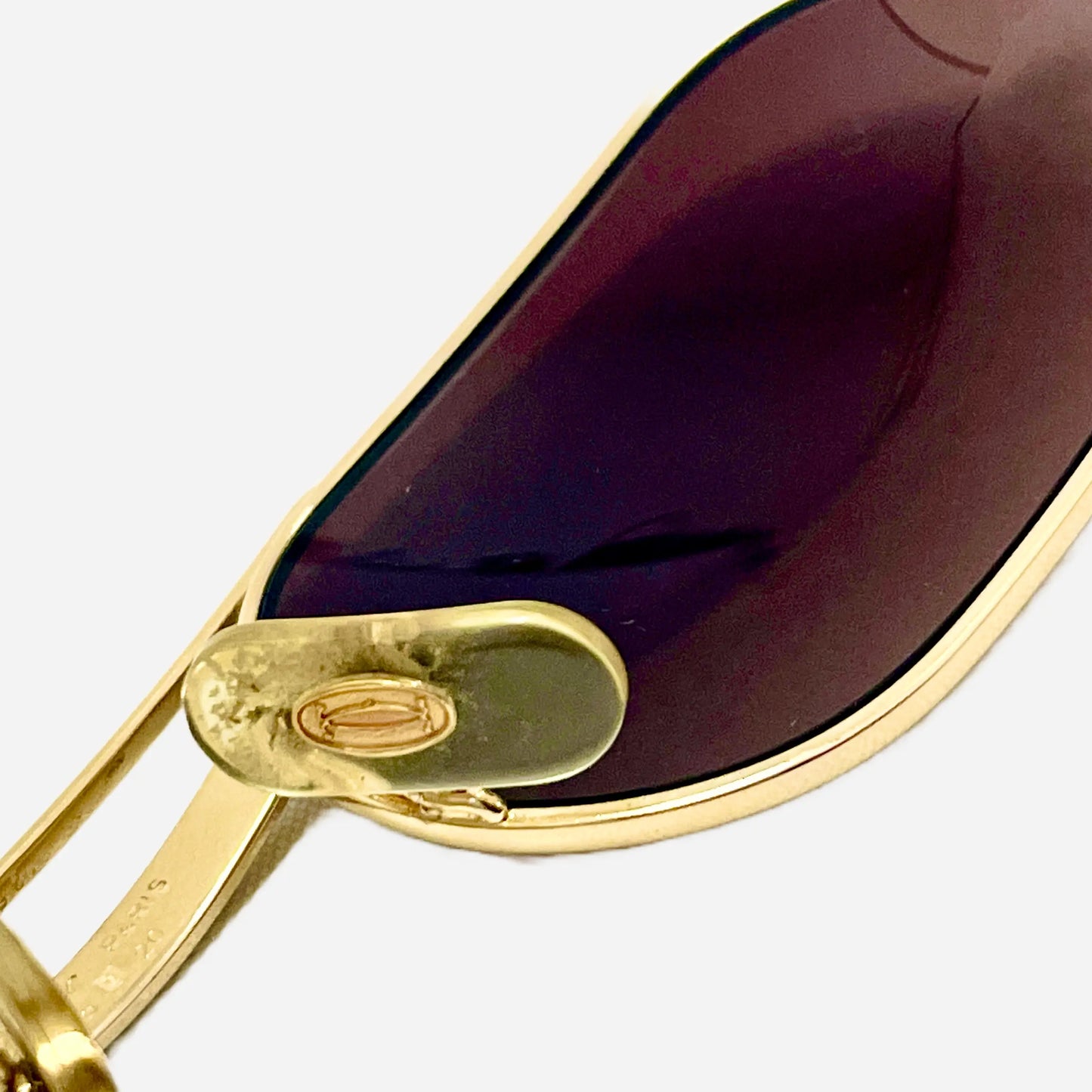 Vintage-Cartier-Ascot-Must-Louis-Sonnenbrille-Sunglasses-22CT-Gold-Plated-Custom-Nose-Pad