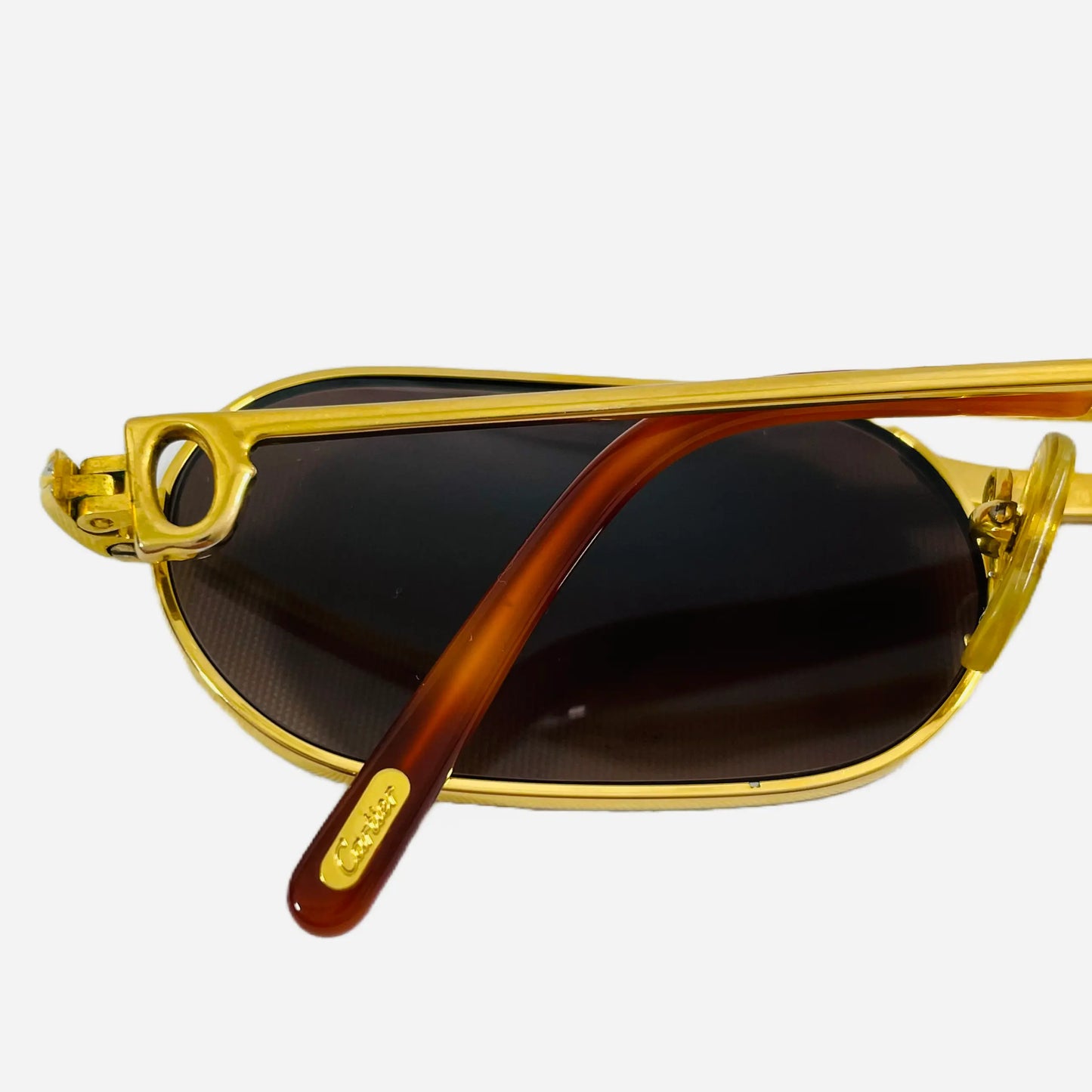 Vintage-Cartier-Ascot-Must-Louis-Sonnenbrille-Sunglasses-22CT-Gold-Plated-Custom-the-seekers-back-temple
