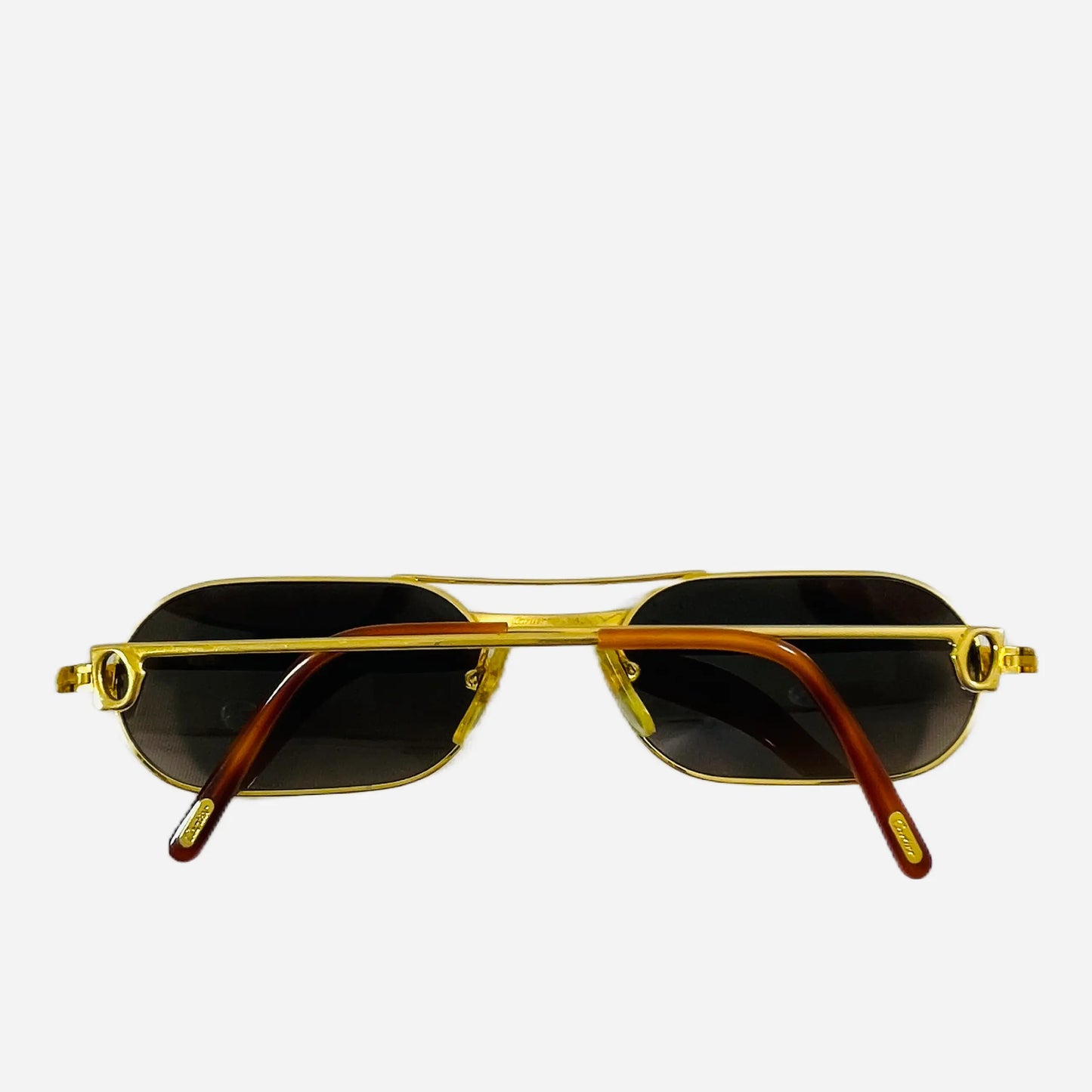 Vintage-Cartier-Ascot-Must-Louis-Sonnenbrille-Sunglasses-22CT-Gold-Plated-Custom-the-seekers-back