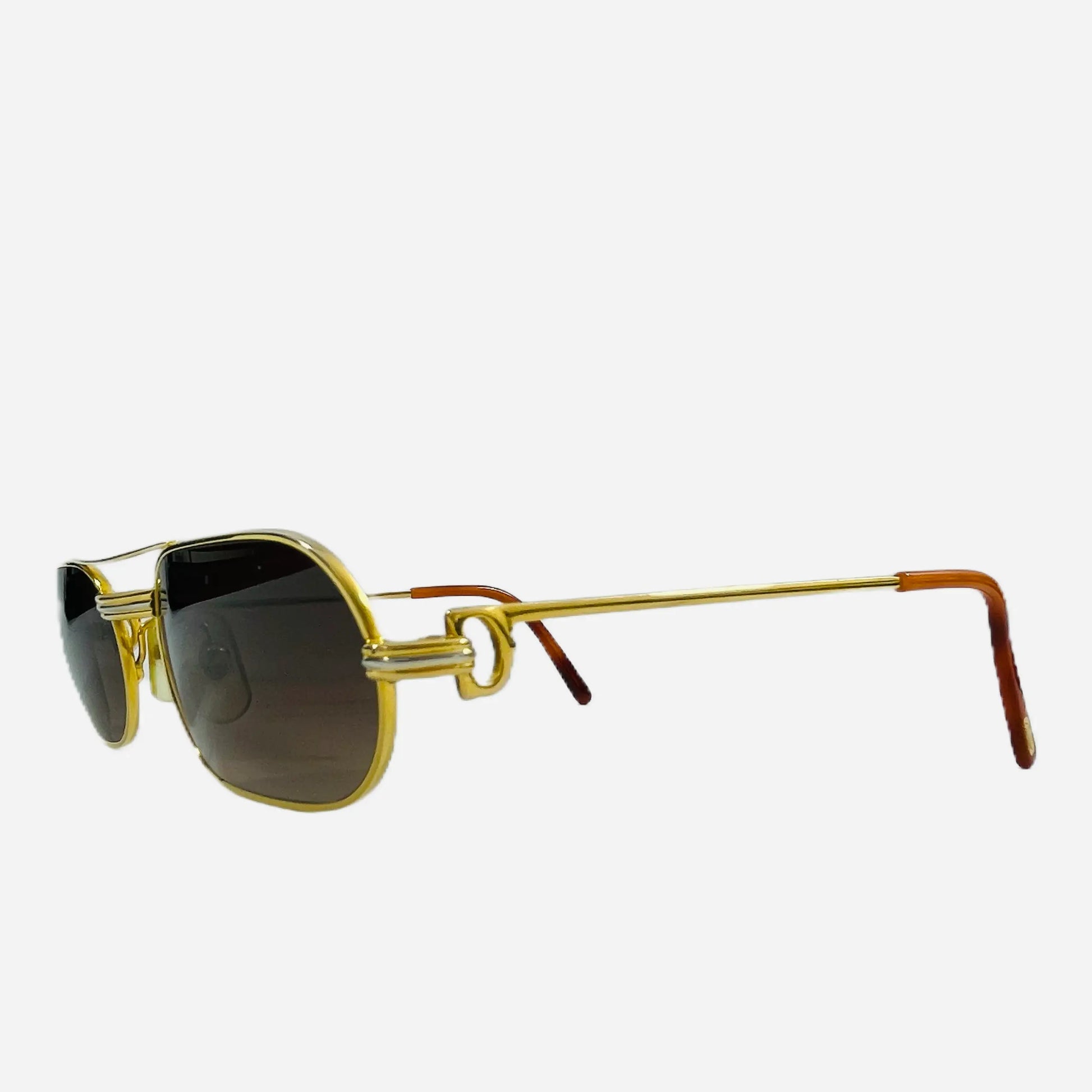 Vintage-Cartier-Ascot-Must-Louis-Sonnenbrille-Sunglasses-22CT-Gold-Plated-Custom-the-seekers-front-side-2