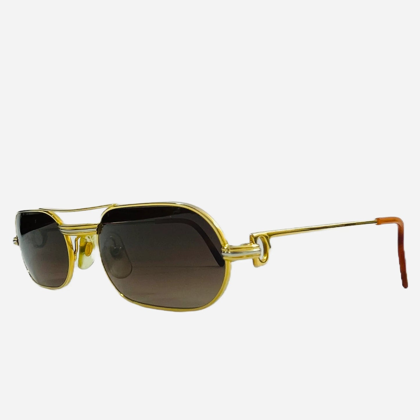 Vintage-Cartier-Ascot-Must-Louis-Sonnenbrille-Sunglasses-22CT-Gold-Plated-Custom-the-seekers-front-side