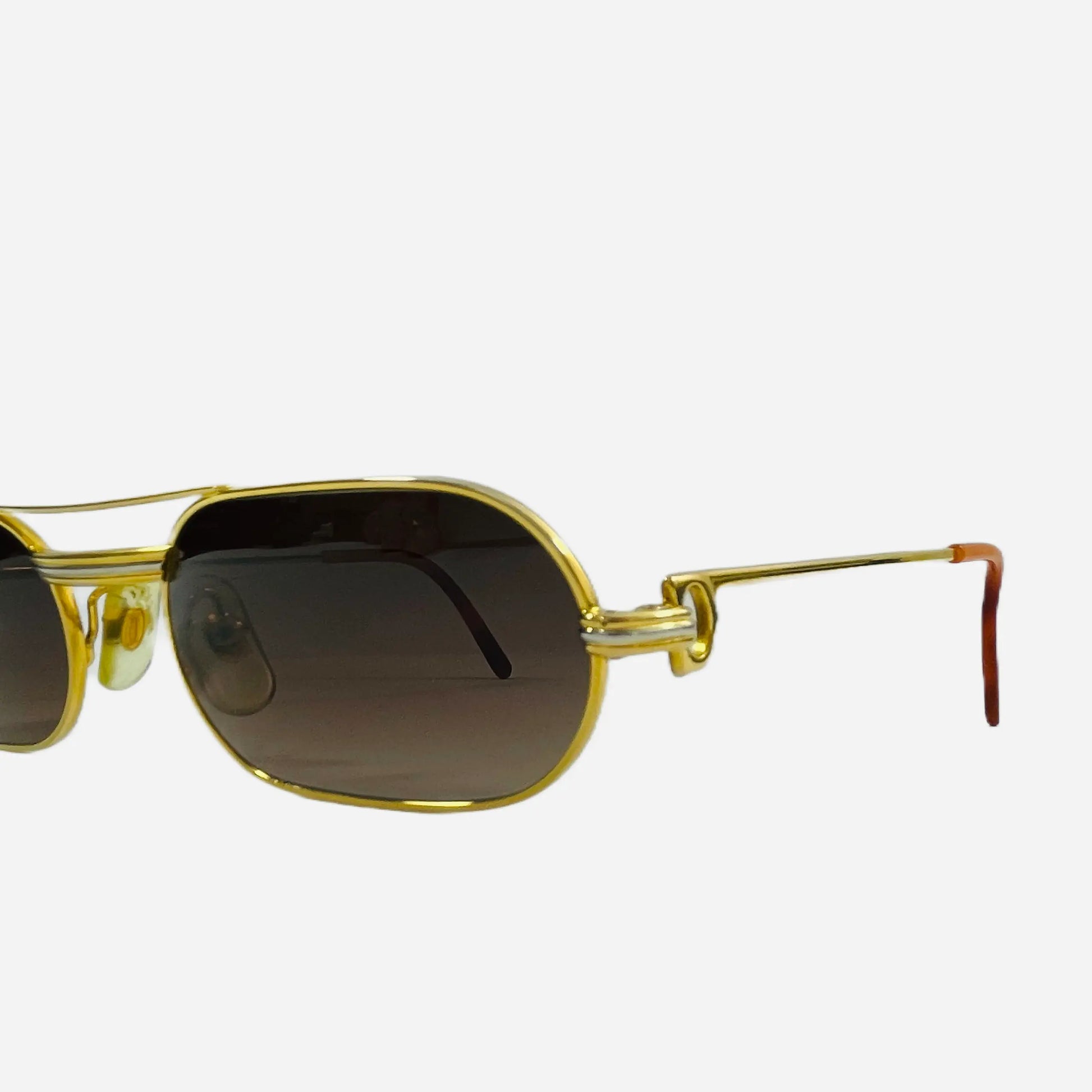 Vintage-Cartier-Ascot-Must-Louis-Sonnenbrille-Sunglasses-22CT-Gold-Plated-Custom-the-seekers-side-detail