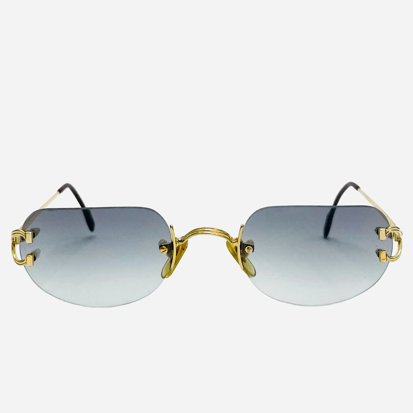 Vintage-Cartier-Big-C-Sonnenbrille-Sunglasses-22CT-Gold-Plated-the-seekers-front