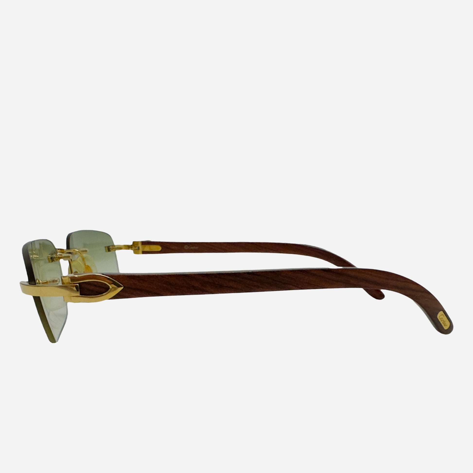 Vintage-Cartier-C-Decor-Bubinga-Wood-Rimless-Rahmenlose-Sonnenbrille-the-seekers-sunglasses-side