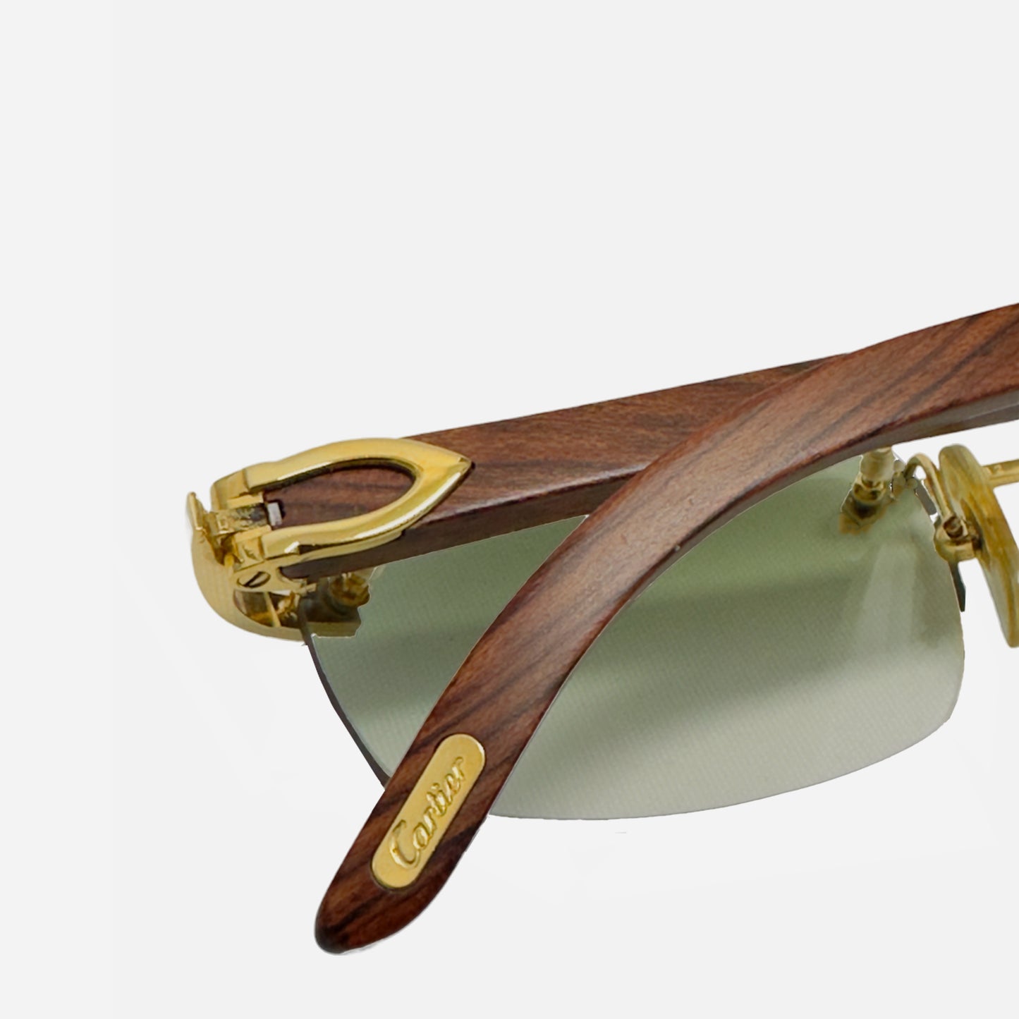 Vintage-Cartier-C-Decor-Bubinga-Wood-Rimless-Rahmenlose-Sonnenbrille-the-seekers-sunglasses-temple-detail