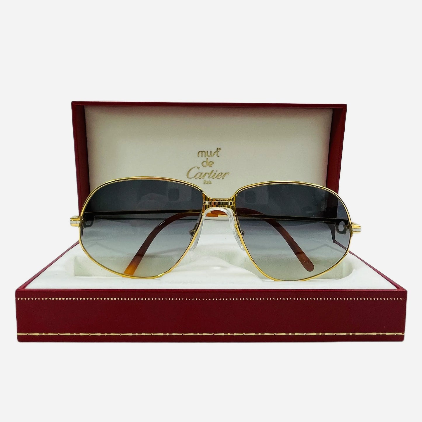 Vintage-Cartier-Panthere-Sonnenbrille-Sunglasses-G.M.-22CT-Gold-Plated-the-seekers-with-box