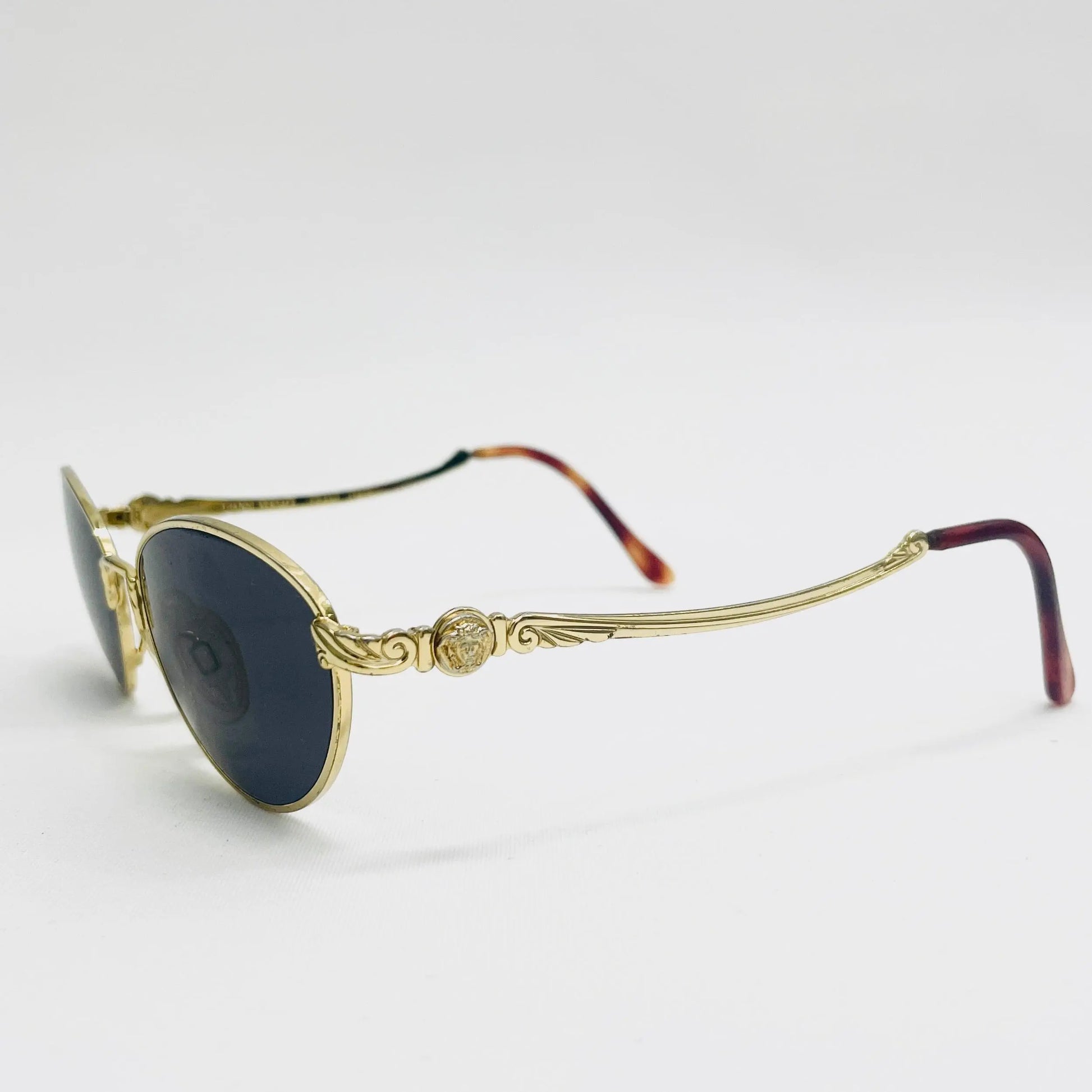 Vintage-Gianni-Versace-Sonnenbrille-Sunglasses-G14-Medusa-gold-side