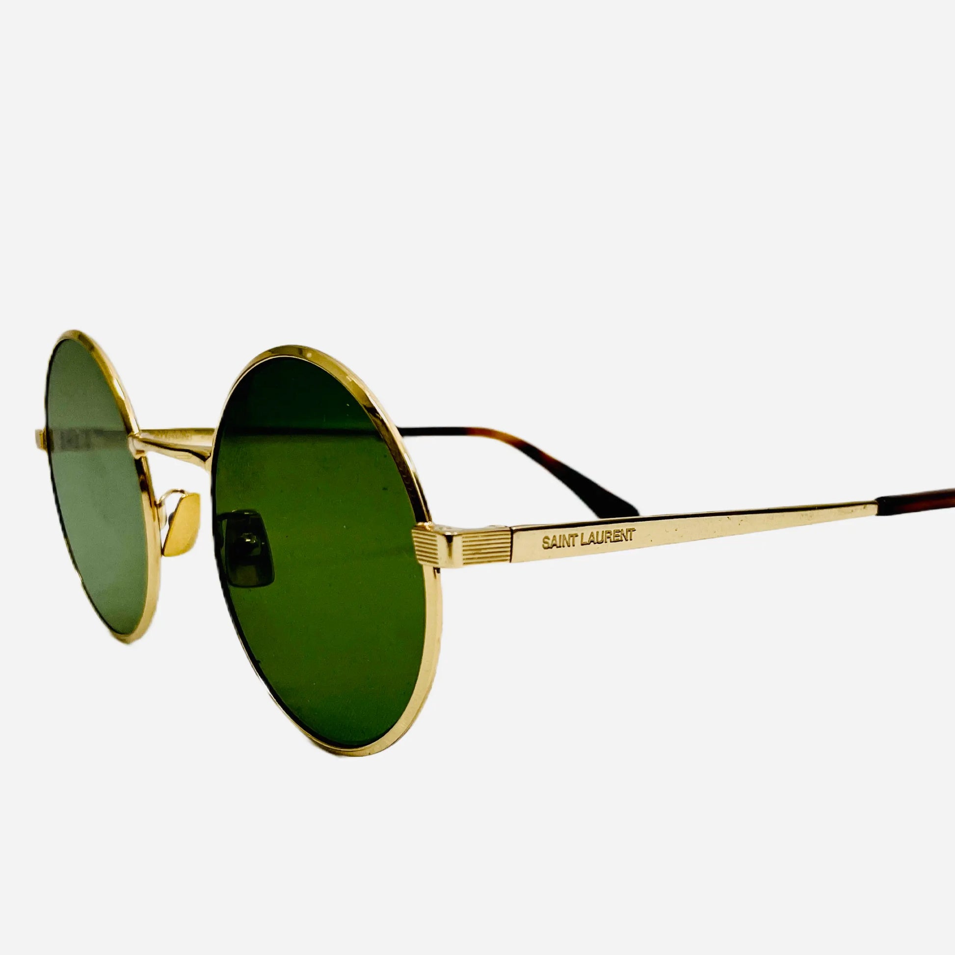        Vintage-Saint-Laurent-Sonnenbrille-Sunglasses-SL-136-ZERO-002-colour-gold-front-side